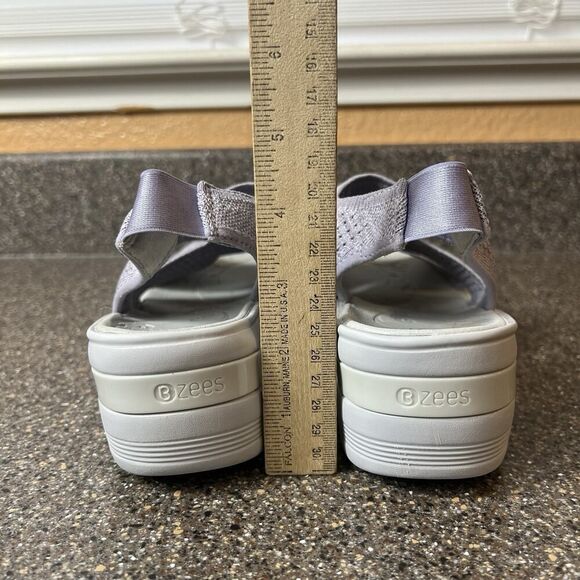 Bzees Womens 9M Lt Purple Fabric Comfort Casual Sandal Sling Back Wedge Open Toe - Picture 9 of 11